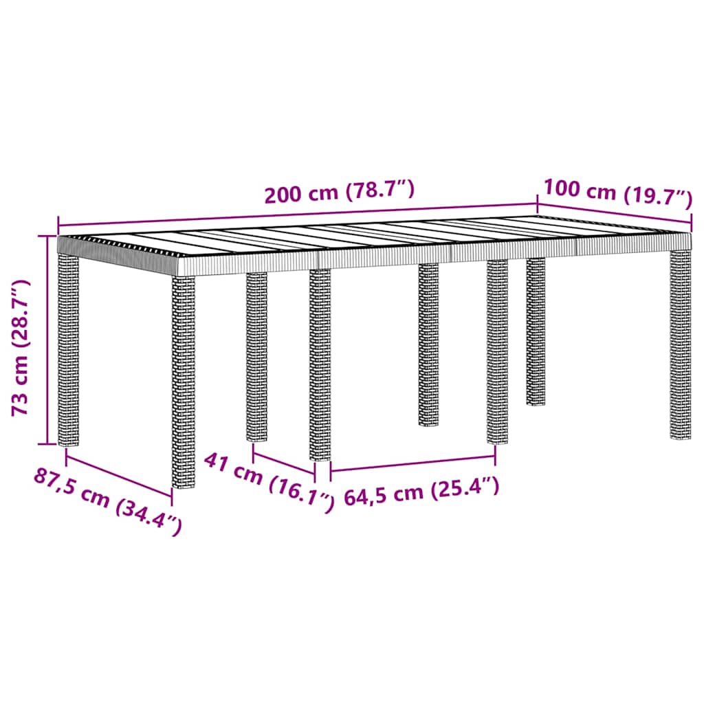 vidaXL Stół Ogrodowy Jasnoszary 200 x 100 x 73 cm polirattan