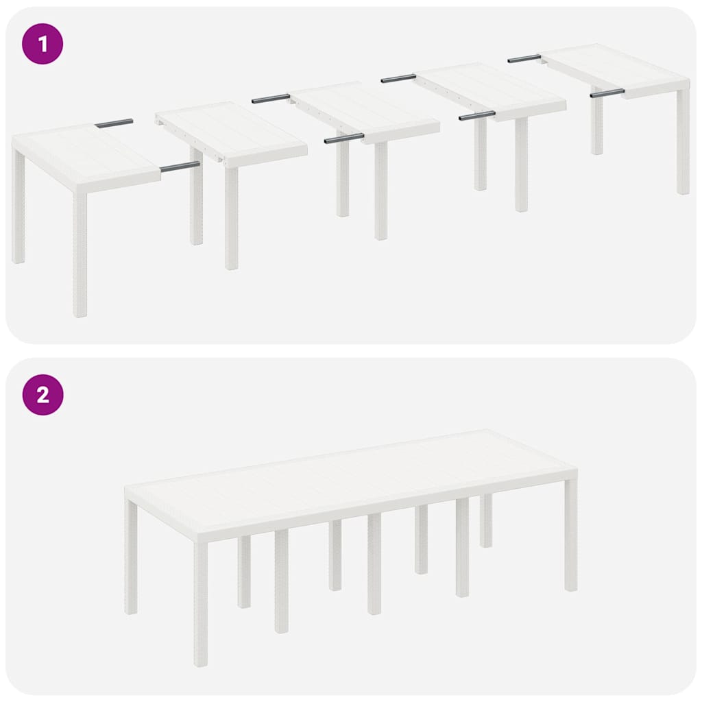 vidaXL Stół Ogrodowy Biały 250 x 100 x 73 cm polirattan