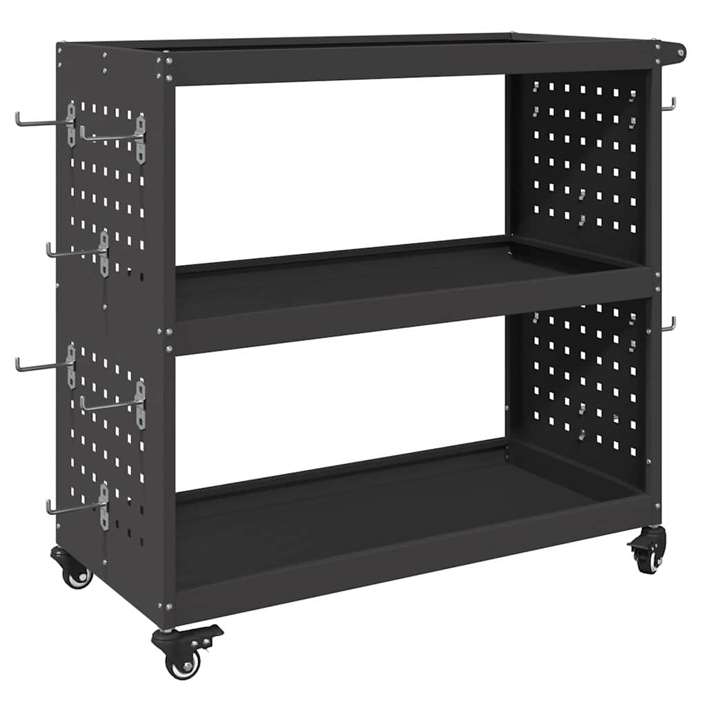vidaXL Wózek narzędziowy Czarny 75 x 35 x 73 cm Stal zimnogięta