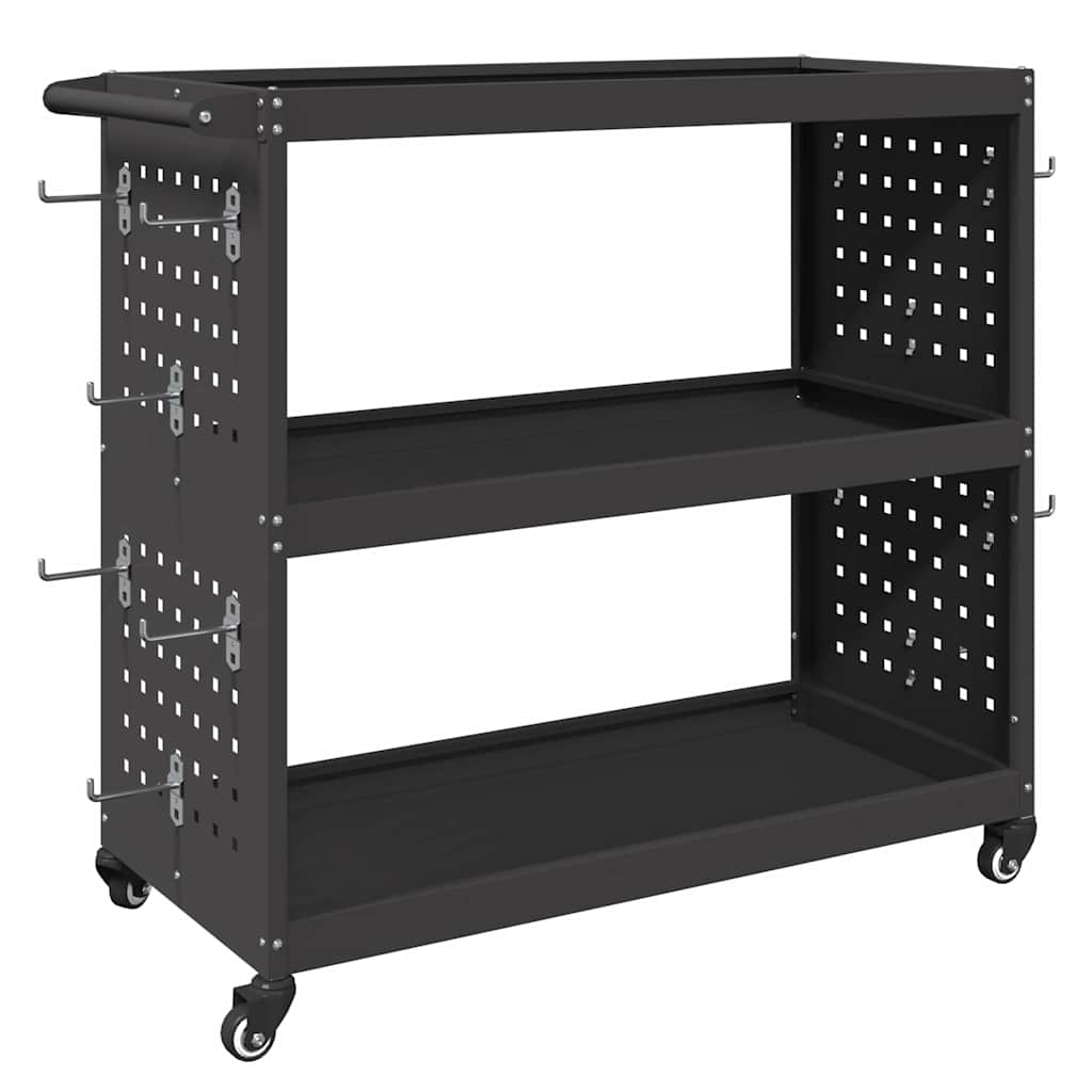 vidaXL Wózek narzędziowy Czarny 75 x 35 x 73 cm Stal zimnogięta