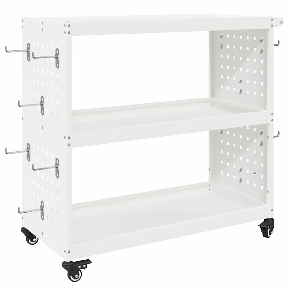 vidaXL Wózek narzędziowy z półką Biały 75 x 35 x 73 cm Stal zimnogięta