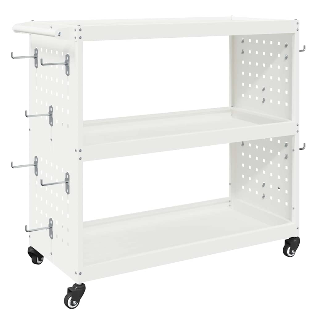 vidaXL Wózek narzędziowy z półką Biały 75 x 35 x 73 cm Stal zimnogięta