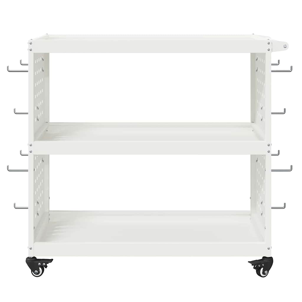 vidaXL Wózek narzędziowy z półką Biały 75 x 35 x 73 cm Stal zimnogięta