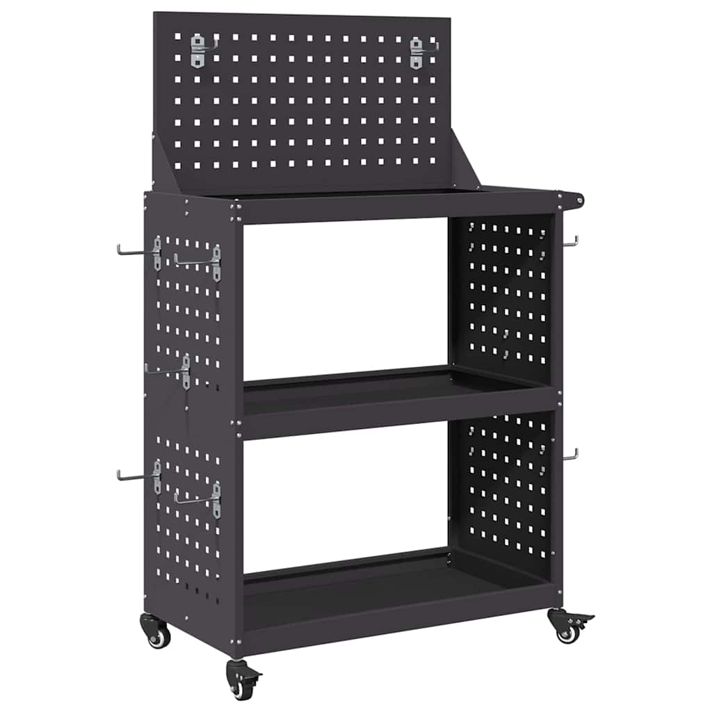 vidaXL Wózek narzędziowy Czarny 65 x 35 x 111 cm Stal zimnogięta