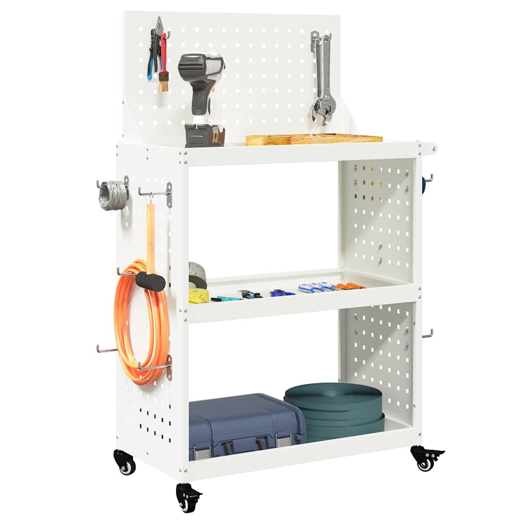 vidaXL Wózek narzędziowy Biały 65 x 35 x 111 cm Stal zimnogięta