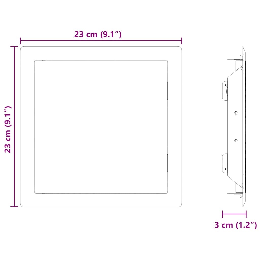 vidaXL Panel dostępu 2 pcs Biały 23 x 23 x 3 cm Stal