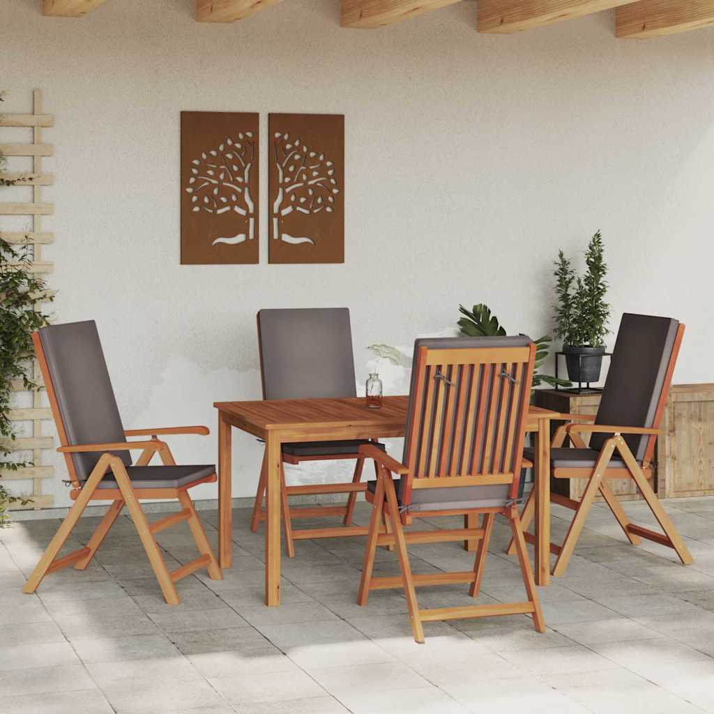 vidaXL Krzesło Ogrodowe 4 pcs Brązowy i szary 57 x 71,5 x 104 cm