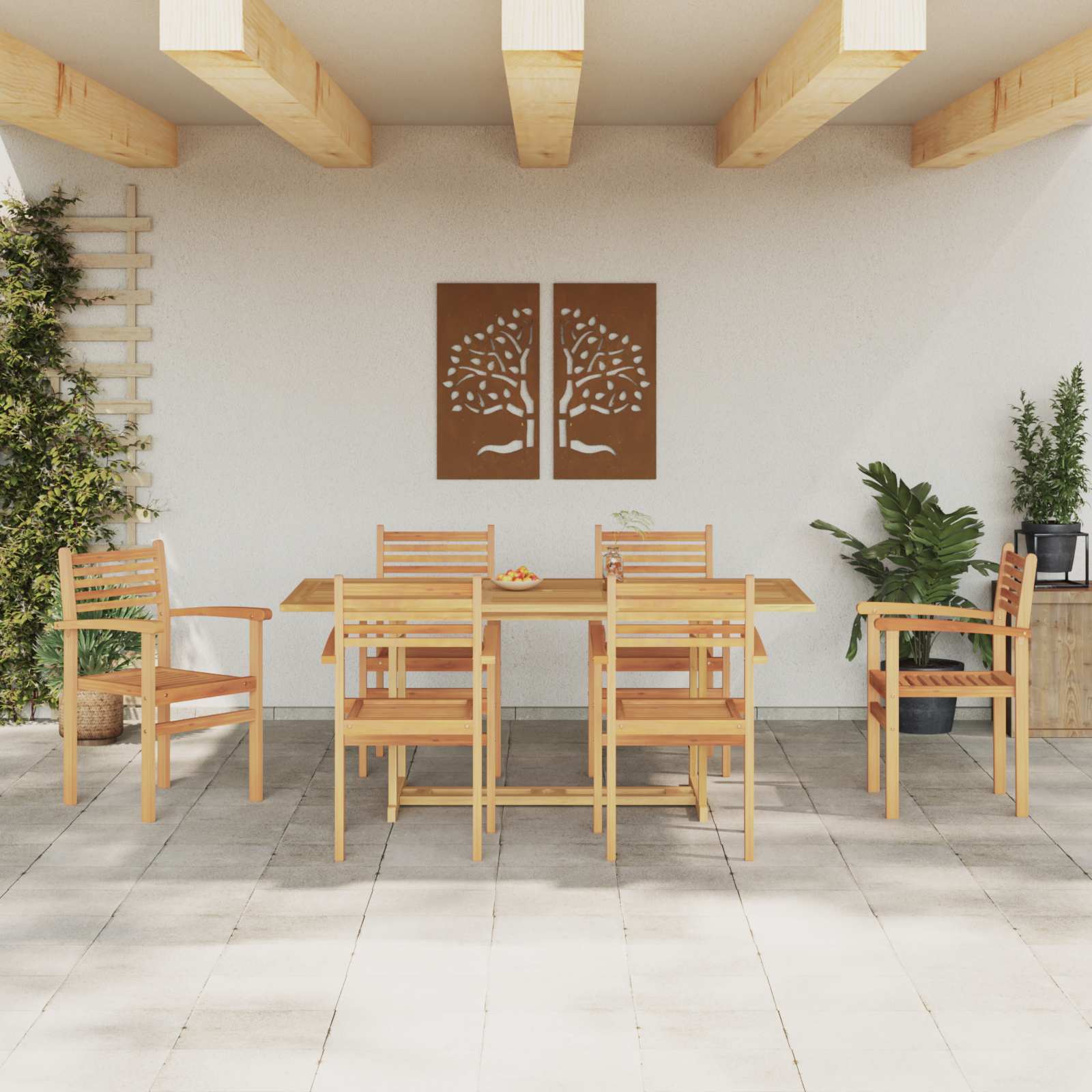 vidaXL Zestaw do jadalni w ogrodzie 7 pcs Brązowy Lite drewno teakowe