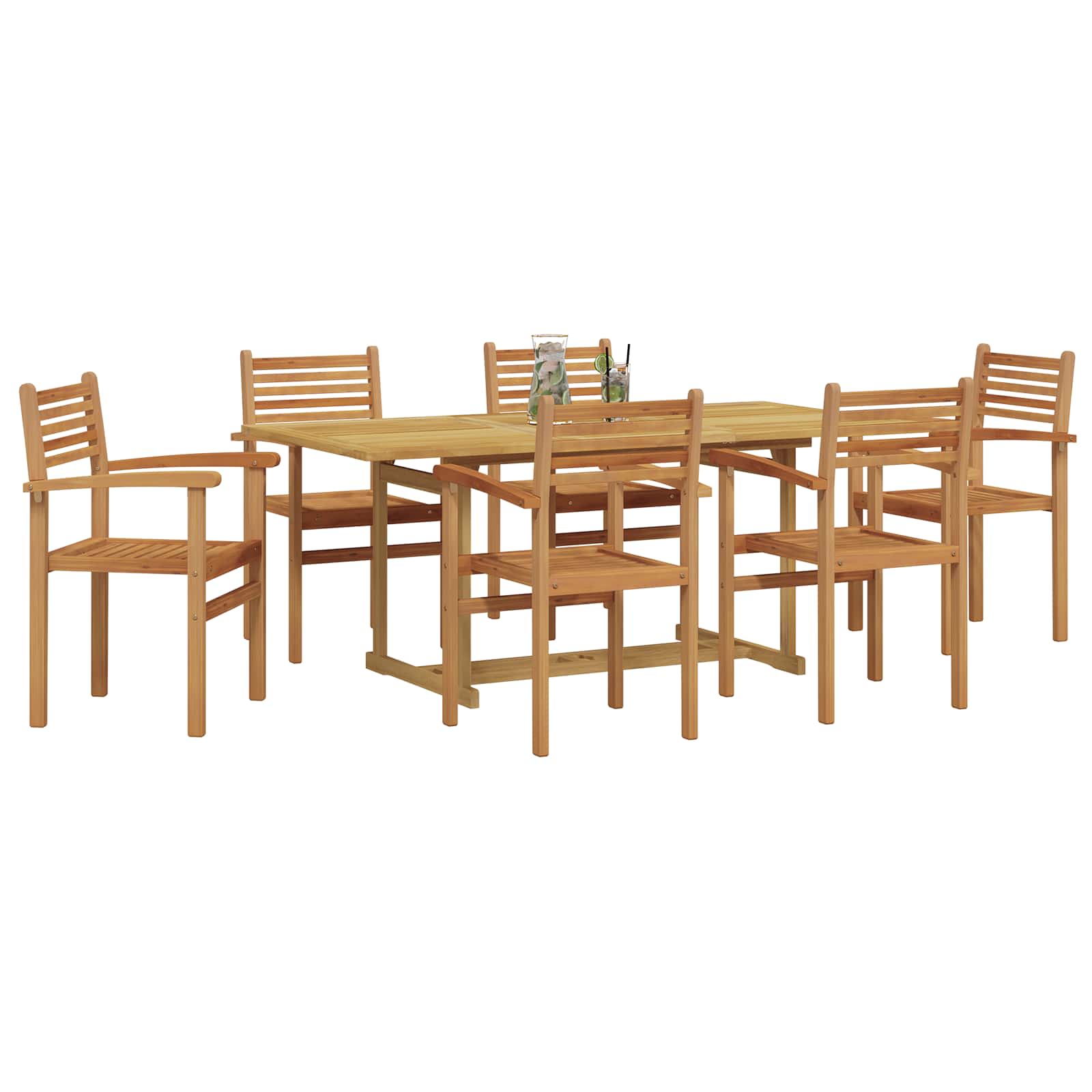 vidaXL Zestaw do jadalni w ogrodzie 7 pcs Brązowy Lite drewno teakowe
