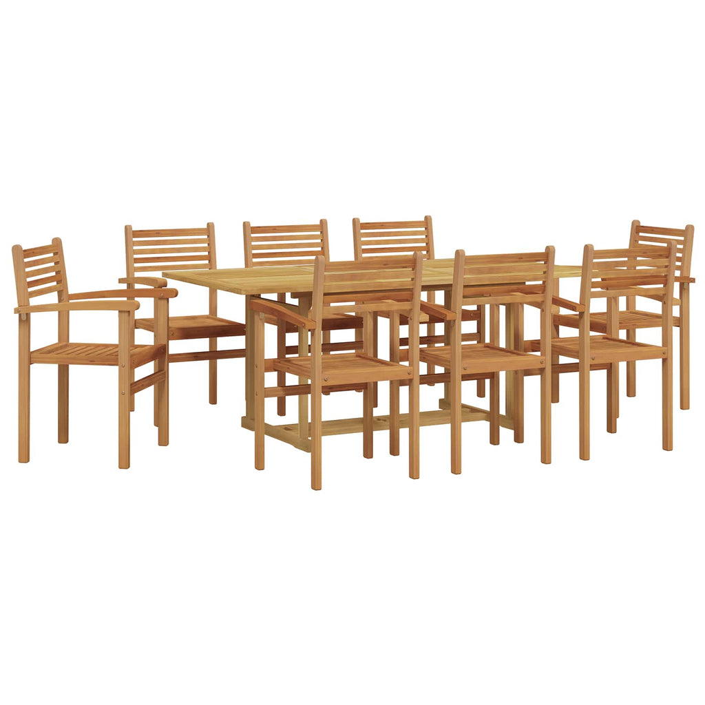 vidaXL Zestaw do jadalni w ogrodzie 9 pcs Brązowy Lite drewno teakowe