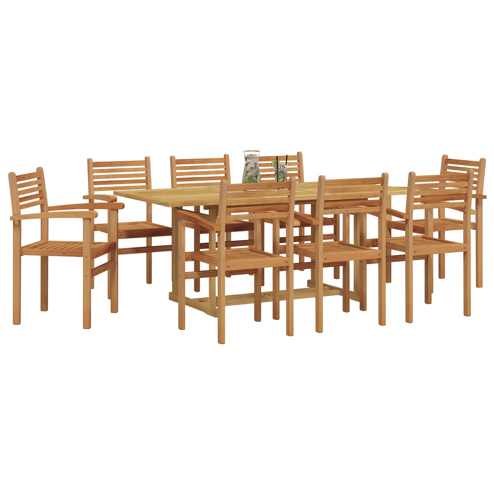 vidaXL Zestaw do jadalni w ogrodzie 9 pcs Brązowy Lite drewno teakowe
