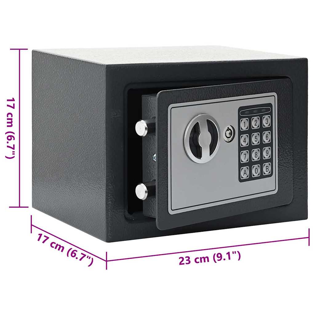 vidaXL Sejf cyfrowy Z blokadą ciemno szary 23 x 17 x 17 cm Stal