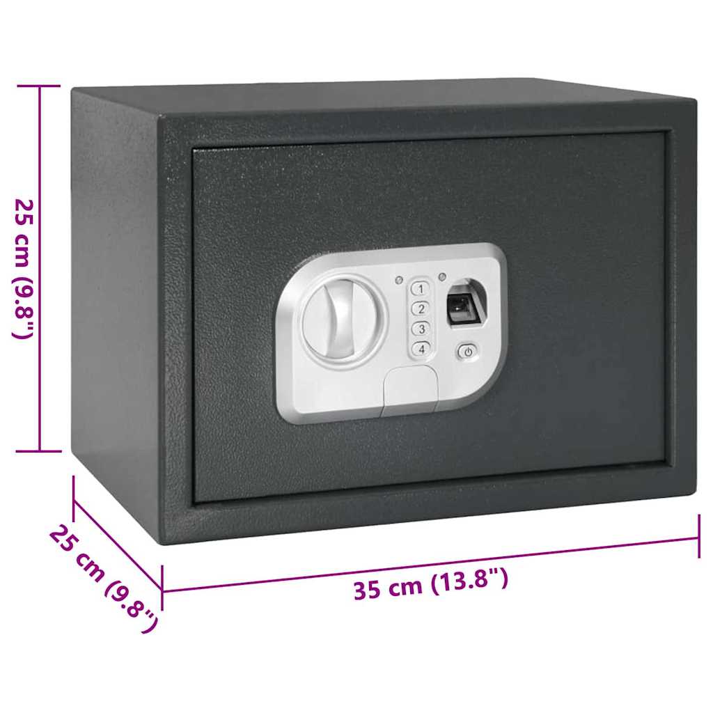 vidaXL Sejf cyfrowy Z blokadą ciemno szary 35 x 25 x 25 cm Stal
