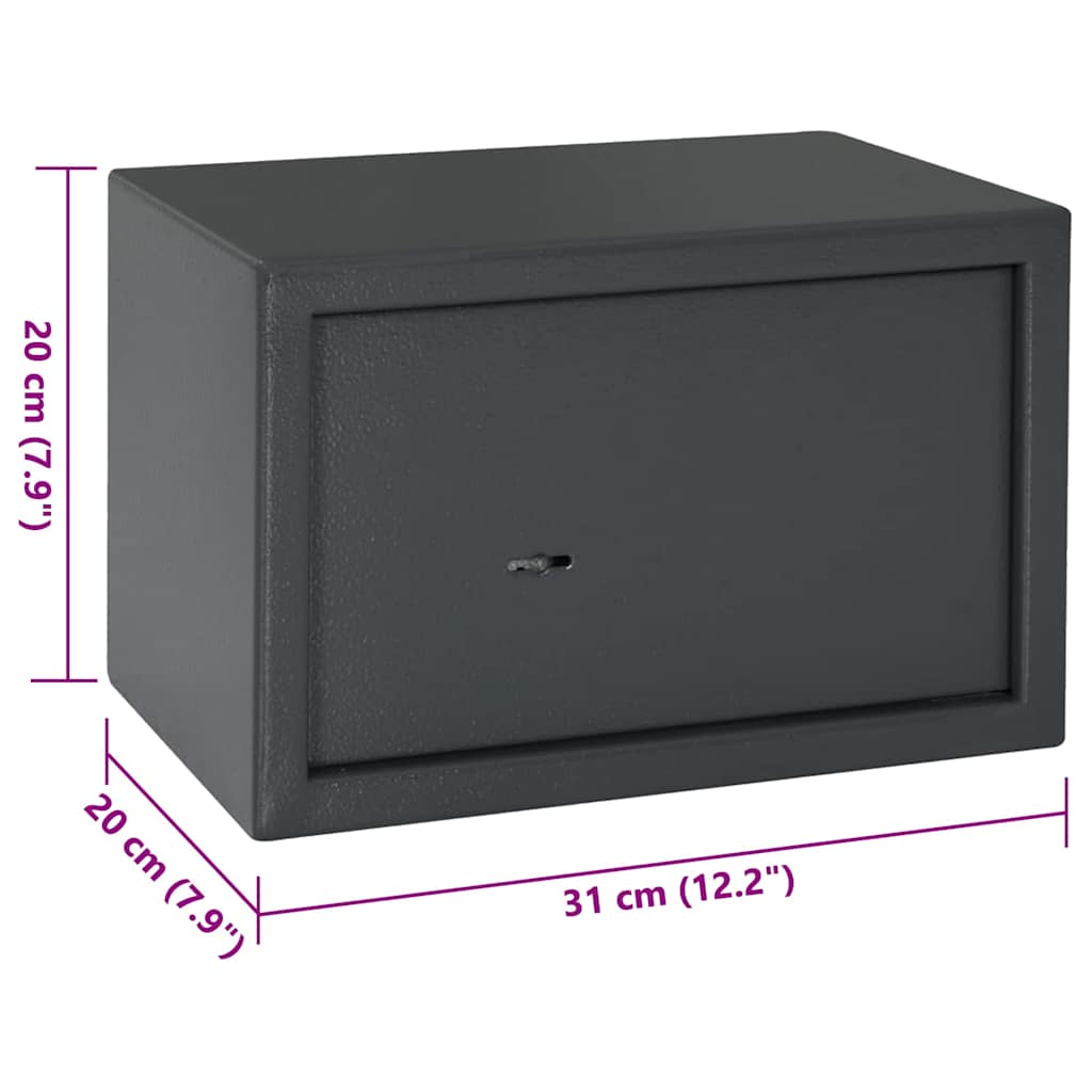 vidaXL Sejf Z blokadą ciemno szary 31 x 20 x 20 cm Stal