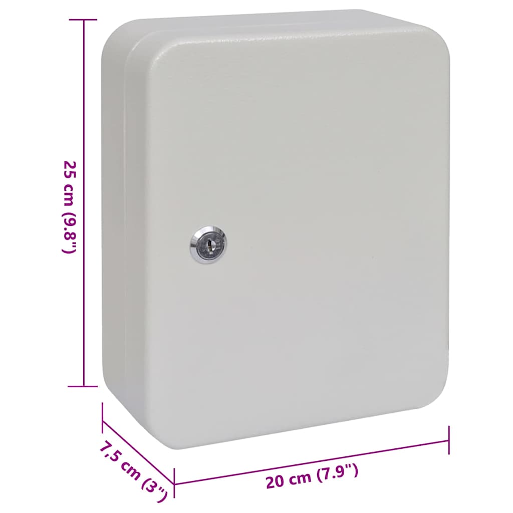 vidaXL Skrzynka na klucze Kość słoniowa 20 x 7,5 x 25 cm Stal