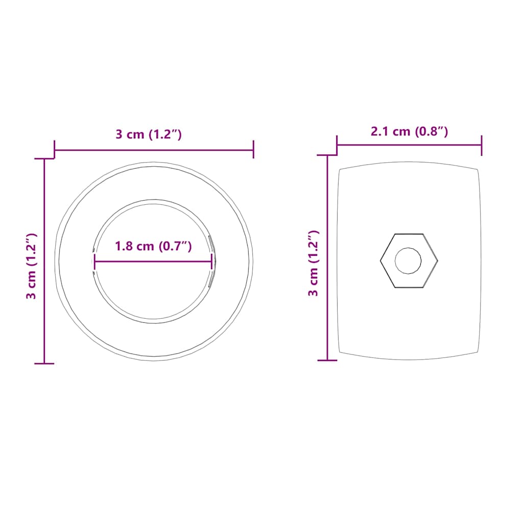 vidaXL Ośki do stołu do piłkarzyków 10 pcs Czarny 3 x 3 x 2,1 cm PP
