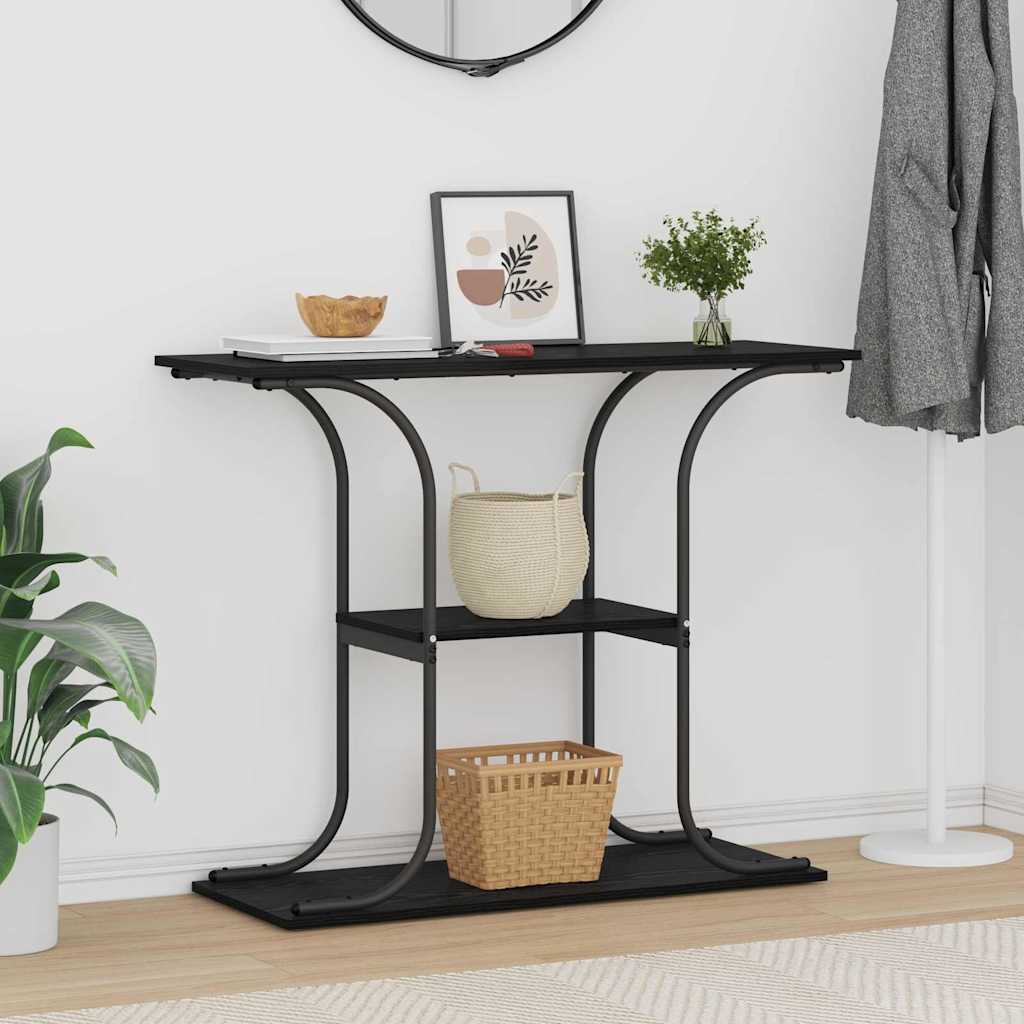 vidaXL Konsola Czarny Dąb 101 x 35 x 80,5 cm Materiał drewnopochodny