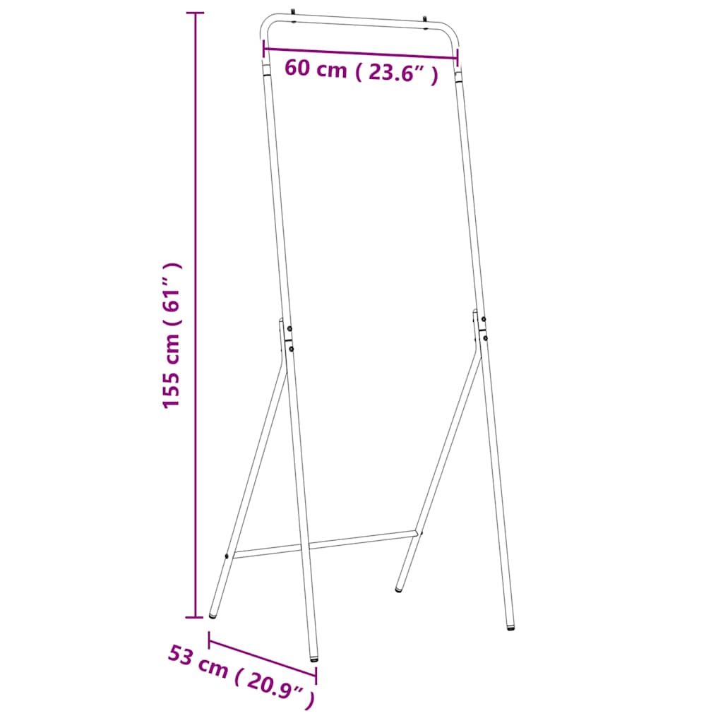 vidaXL Wieszak na Ubrania Czarny 60 x 53 x 155 cm Stal