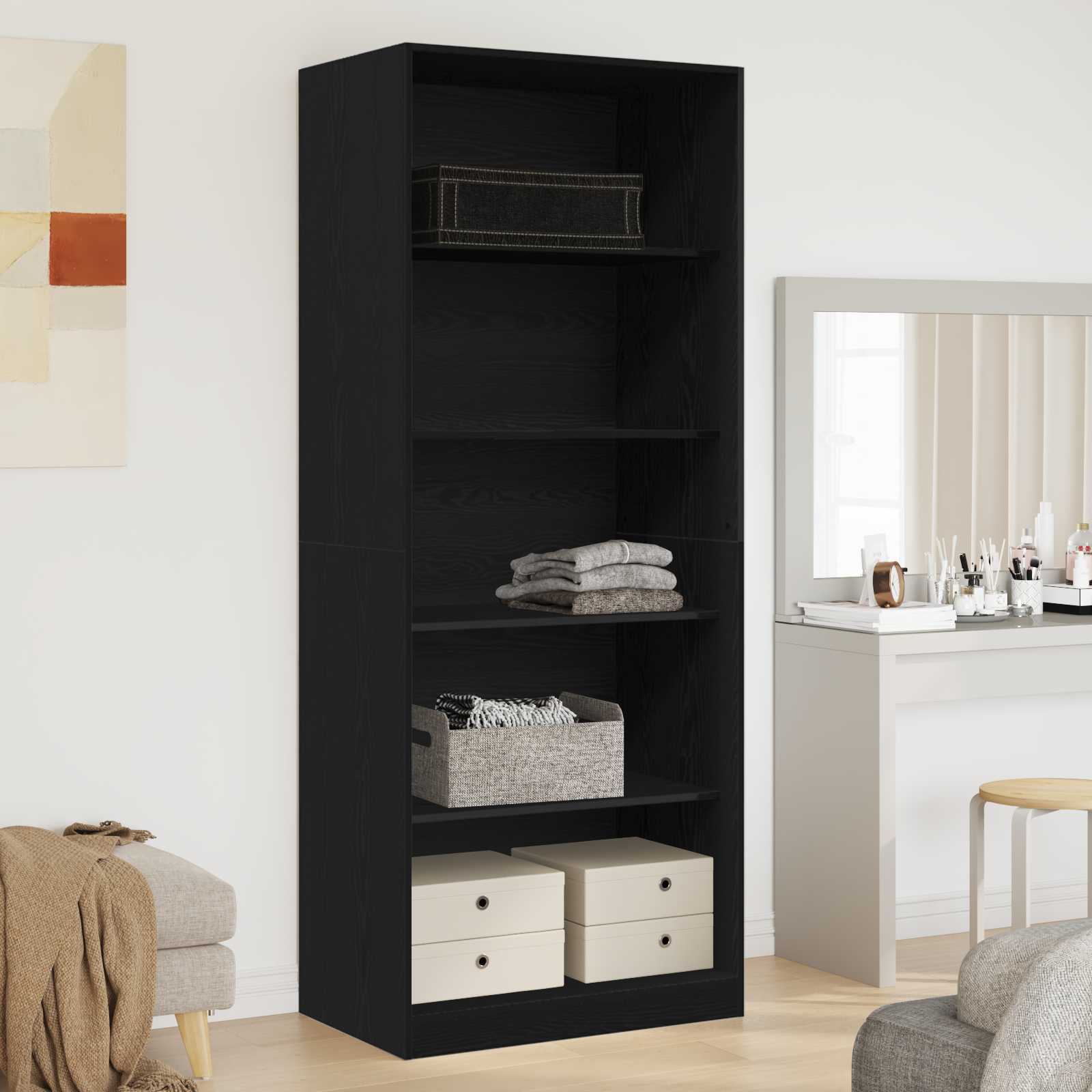 vidaXL Garderoba Czarny Dąb 80 x 50 x 200 cm Materiał drewnopochodny