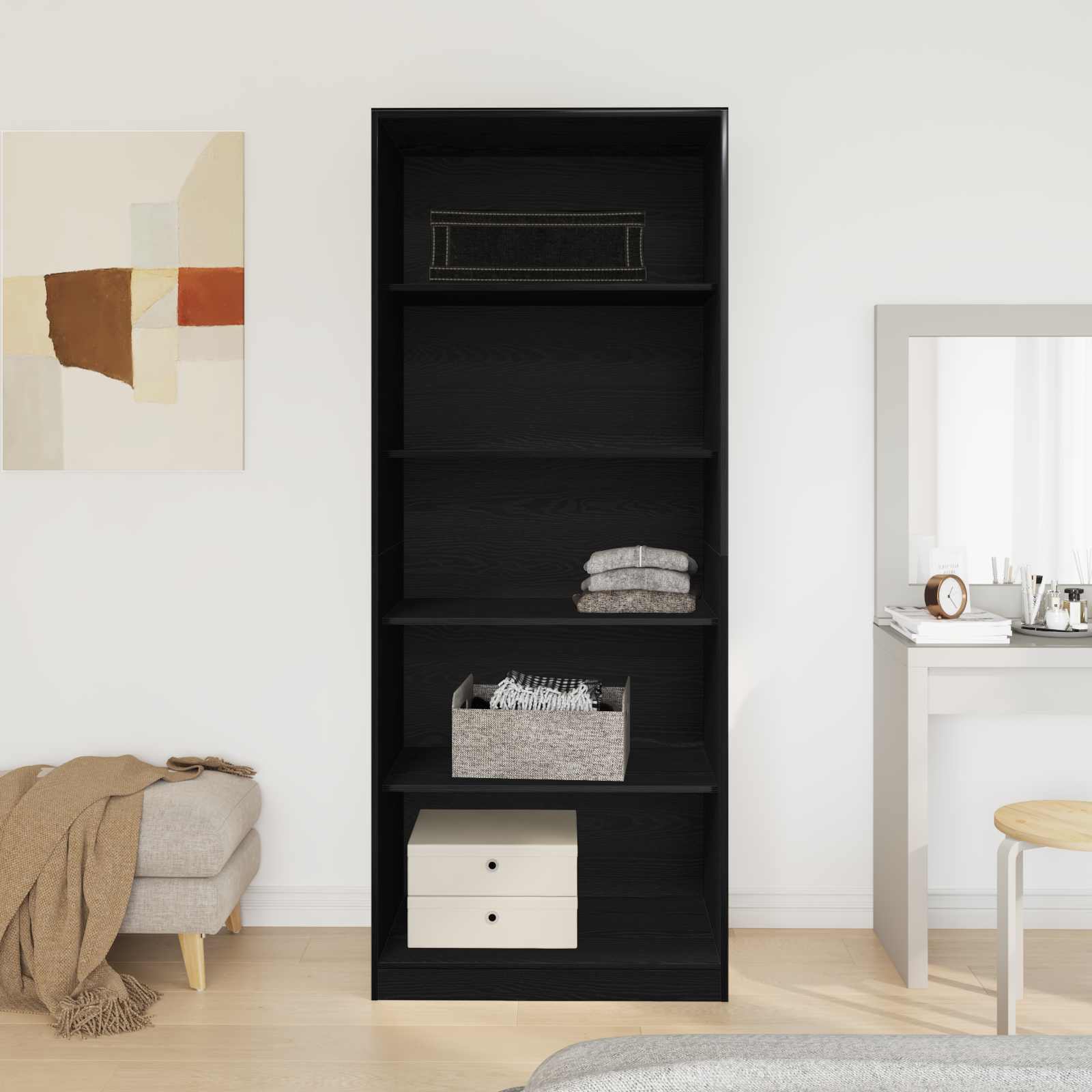 vidaXL Garderoba Czarny Dąb 80 x 50 x 200 cm Materiał drewnopochodny