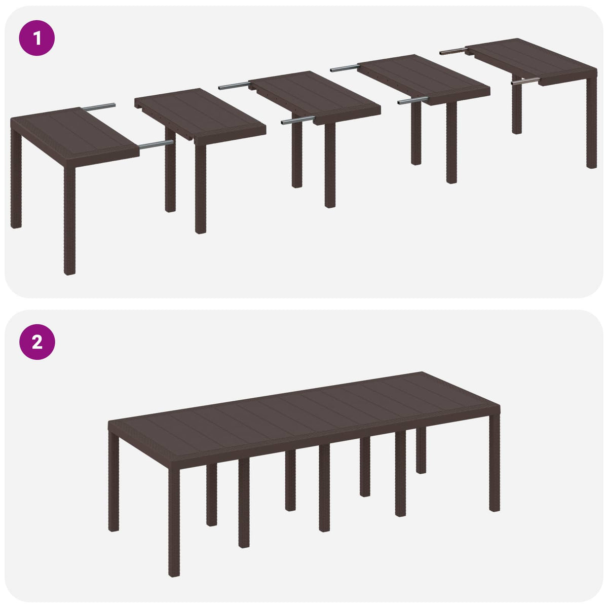 vidaXL Stół Ogrodowy Brązowy 250 x 100 x 73 cm polirattan