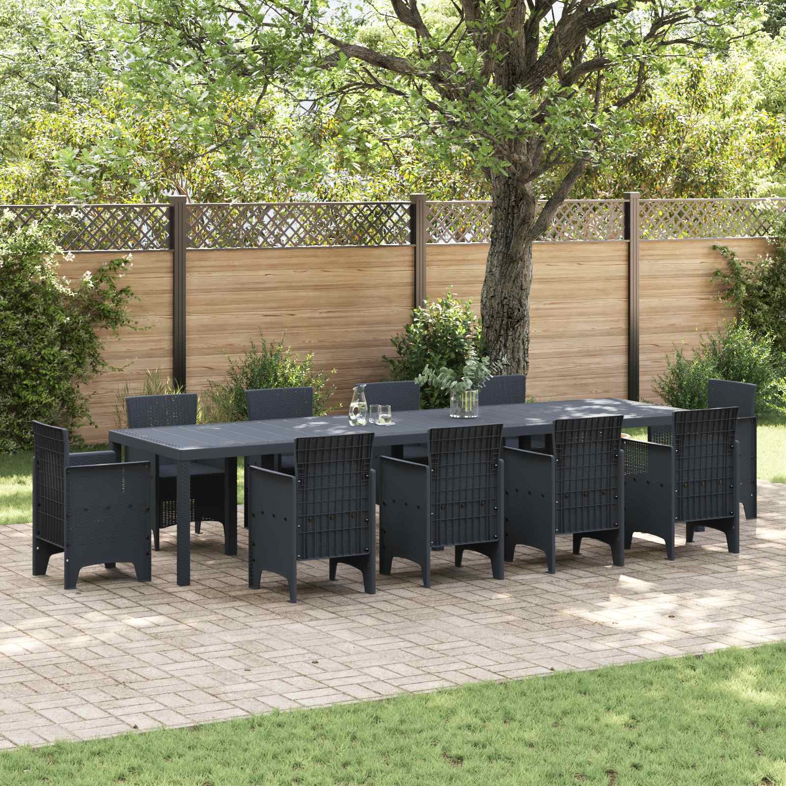 vidaXL Stół Ogrodowy Antracyt 350 x 100 x 74 cm polirattan