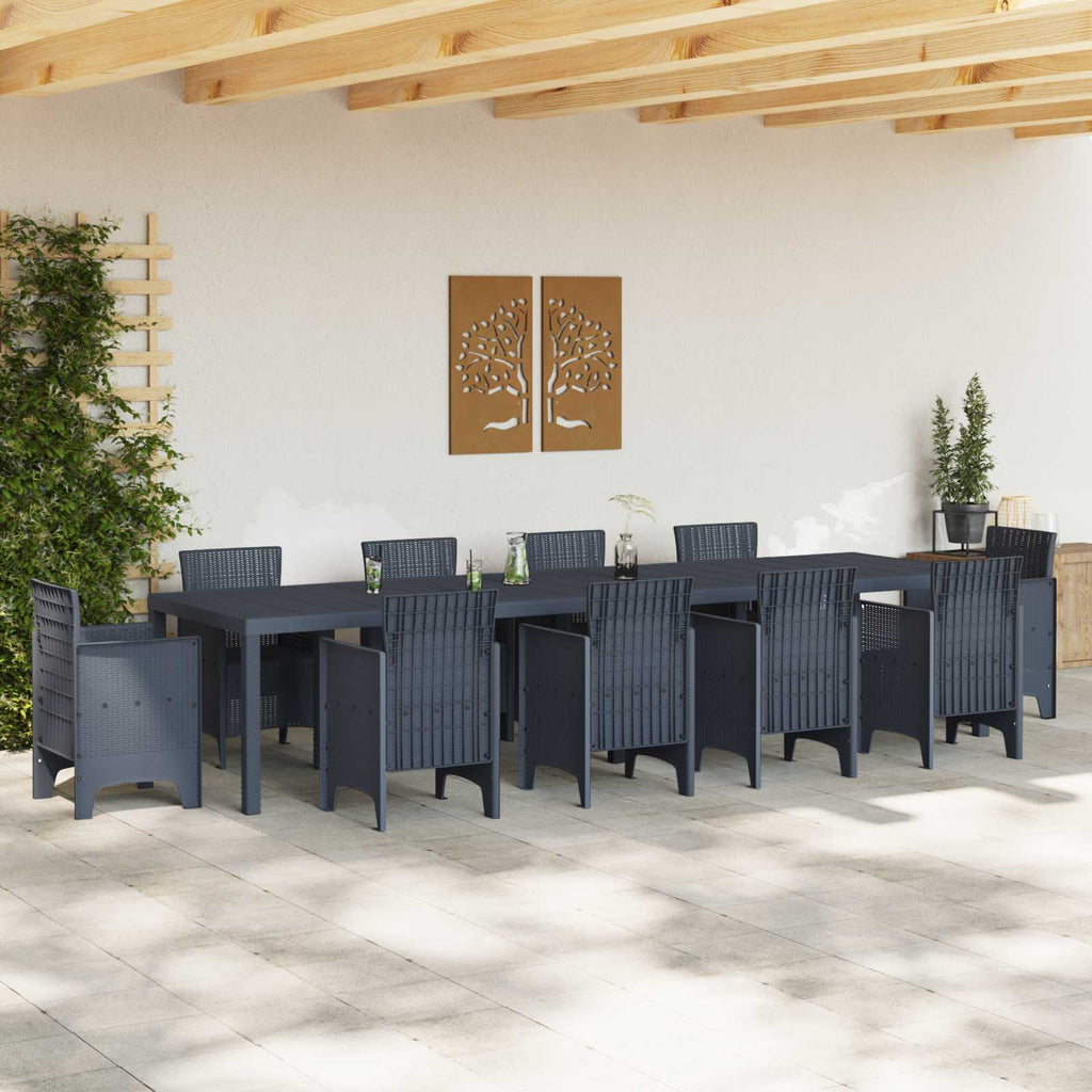 vidaXL Stół Ogrodowy Antracyt 350 x 100 x 74 cm polirattan