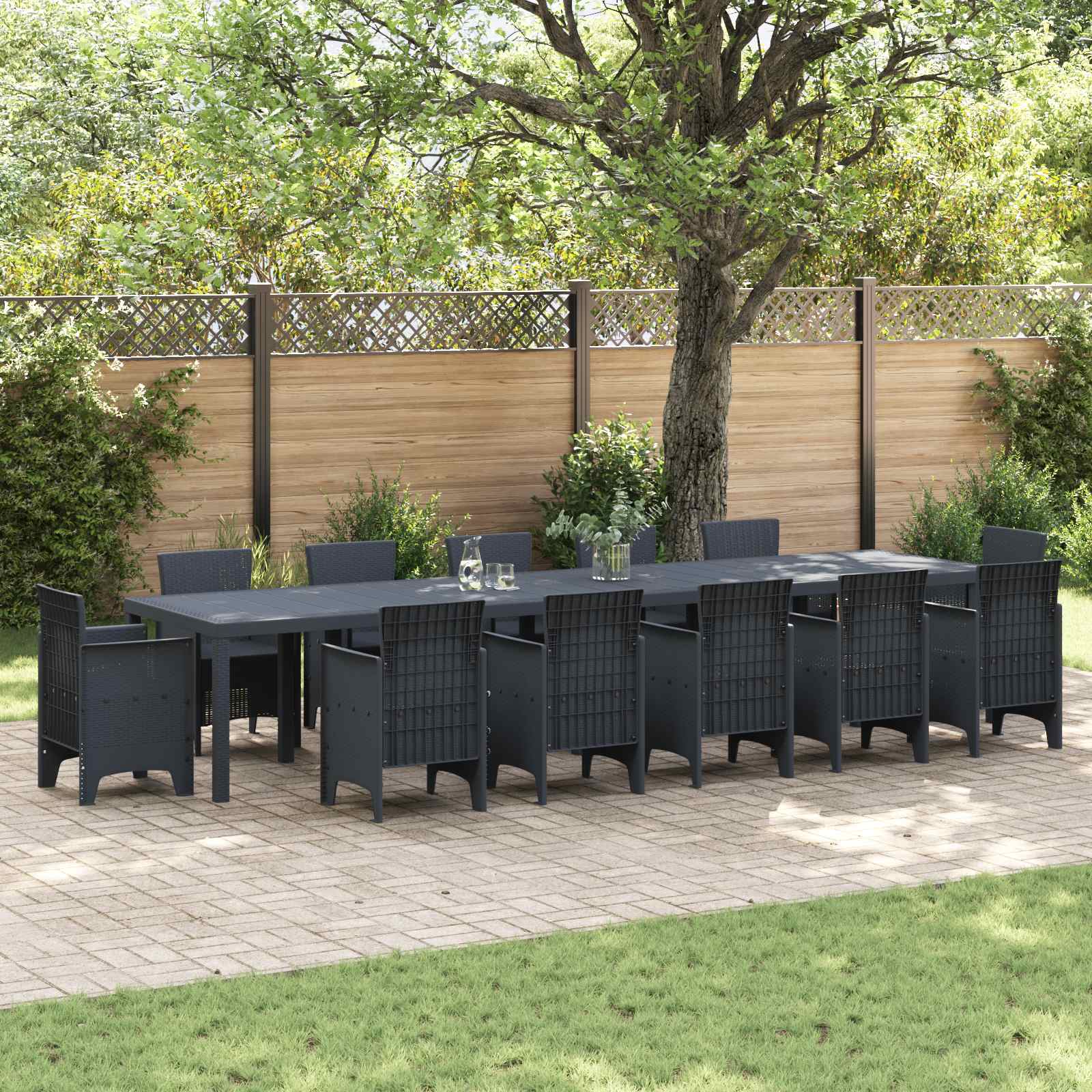 vidaXL Stół Ogrodowy Antracyt 400 x 100 x 73 cm polirattan