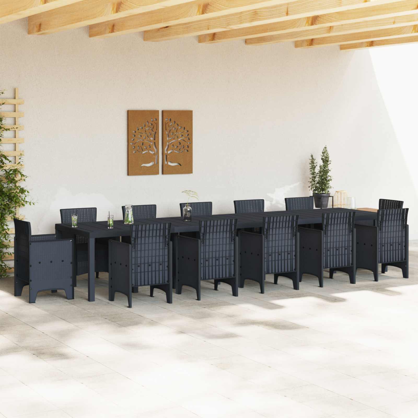 vidaXL Stół Ogrodowy Antracyt 400 x 100 x 73 cm polirattan