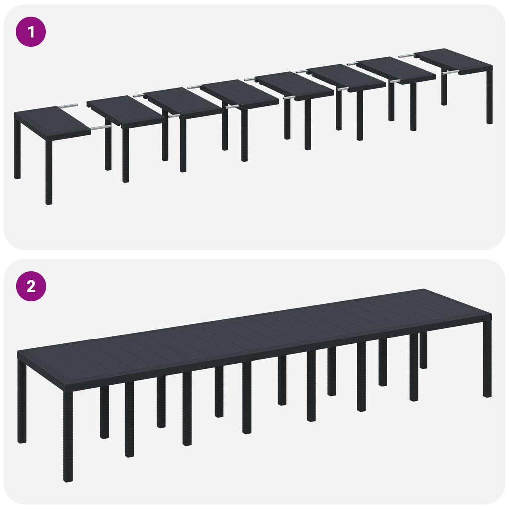 vidaXL Stół Ogrodowy Antracyt 400 x 100 x 73 cm polirattan