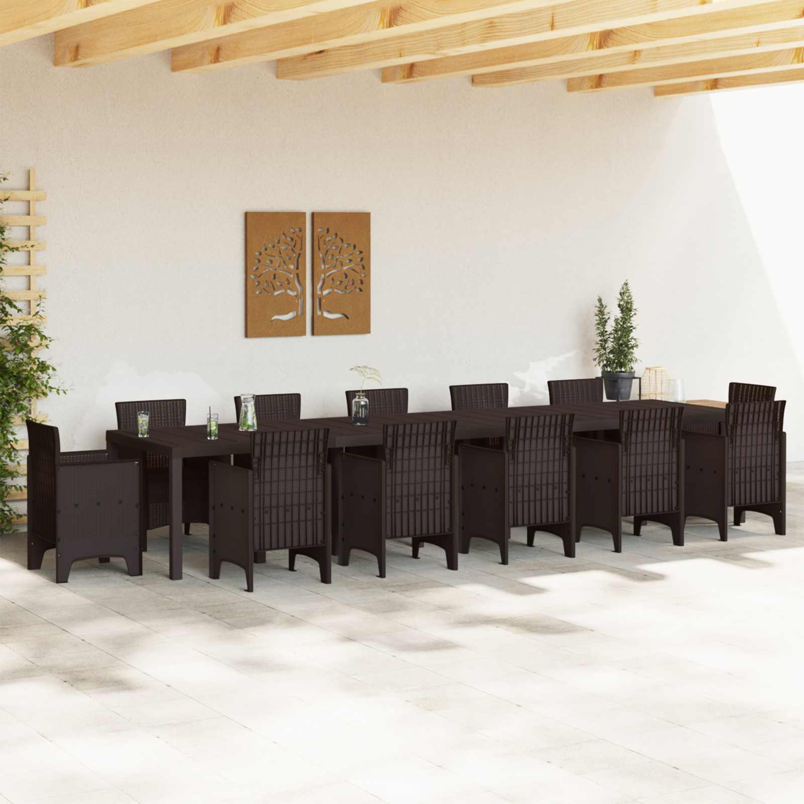 vidaXL Stół Ogrodowy Brązowy 400 x 100 x 73 cm polirattan