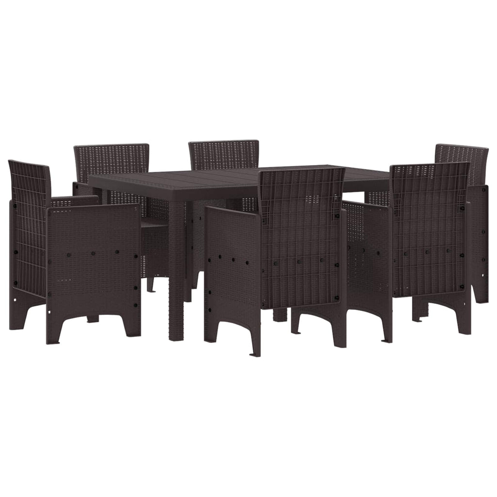 vidaXL Zestaw do jadalni w ogrodzie 7 pcs Brązowy Rattan Polt