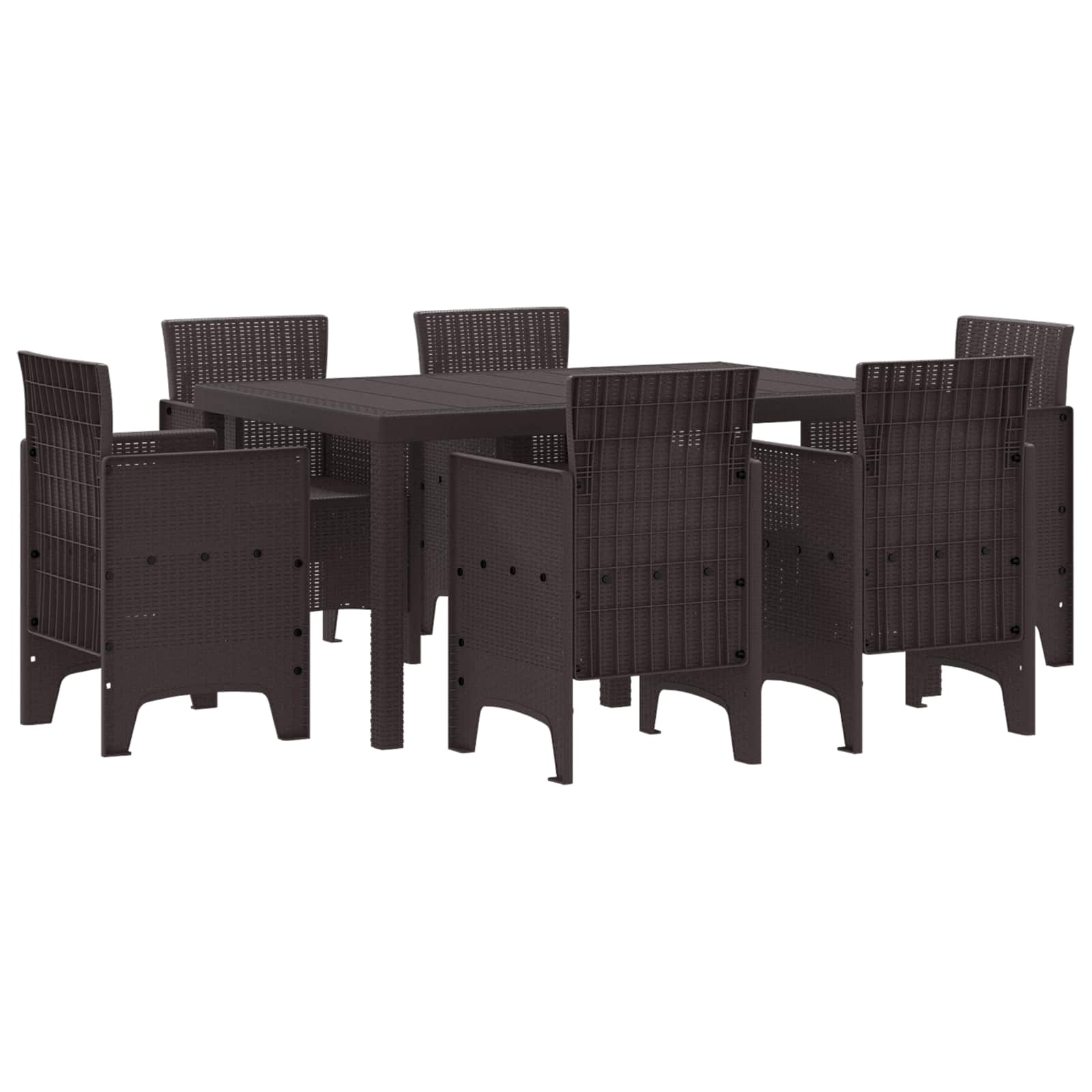 vidaXL Zestaw do jadalni w ogrodzie 7 pcs Brązowy Rattan Polt