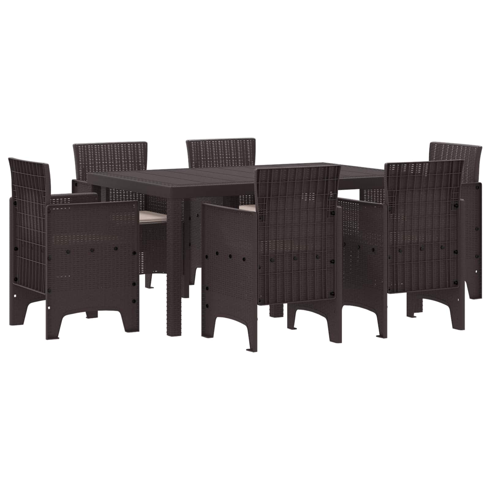 vidaXL Zestaw do jadalni w ogrodzie 7 pcs Brązowy Rattan Polt