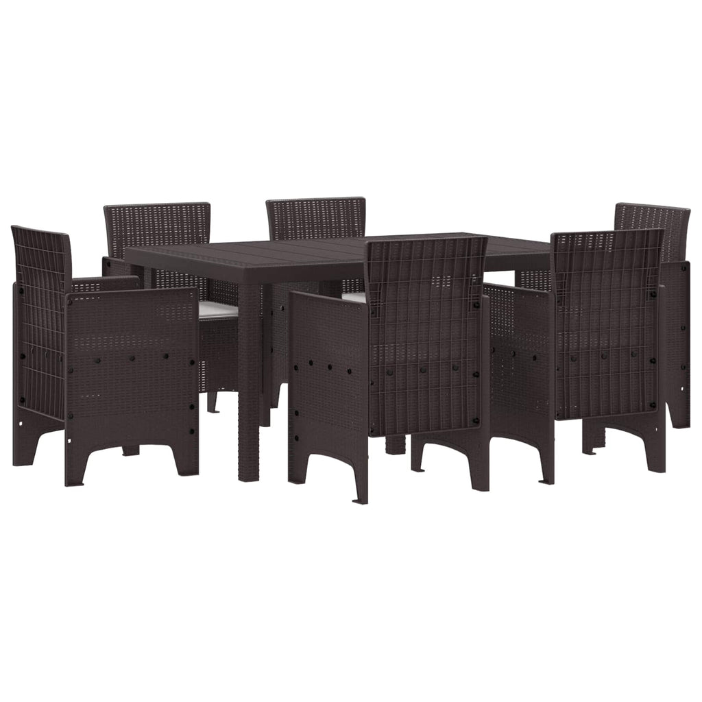 vidaXL Zestaw do jadalni w ogrodzie 7 pcs Brązowy Rattan Polt