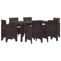 vidaXL Zestaw do jadalni w ogrodzie 7 pcs Brązowy Rattan Polt