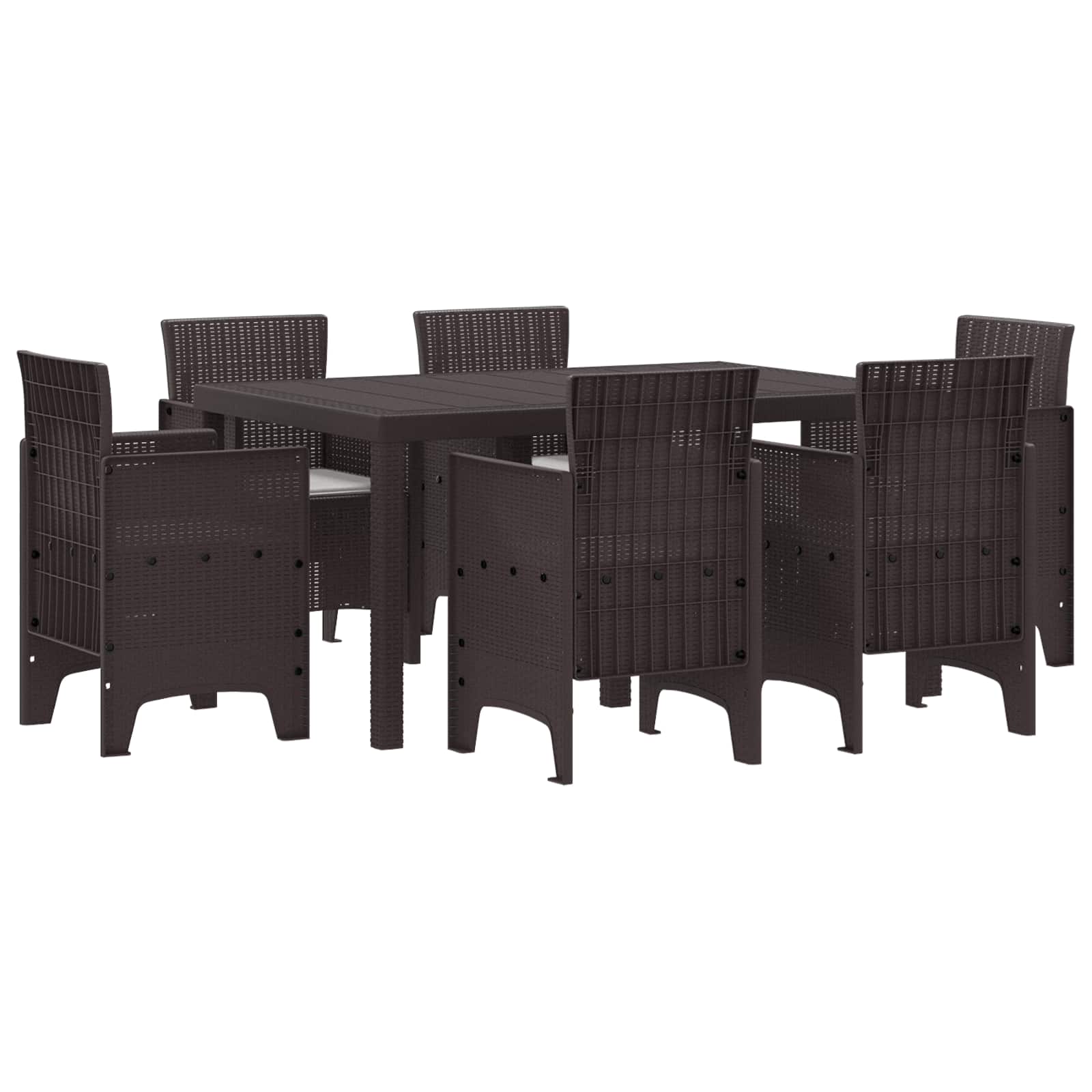 vidaXL Zestaw do jadalni w ogrodzie 7 pcs Brązowy Rattan Polt