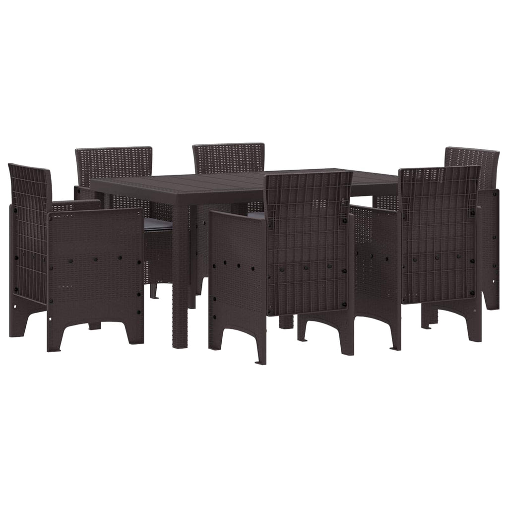 vidaXL Zestaw do jadalni w ogrodzie 7 pcs Brązowy Rattan Polt