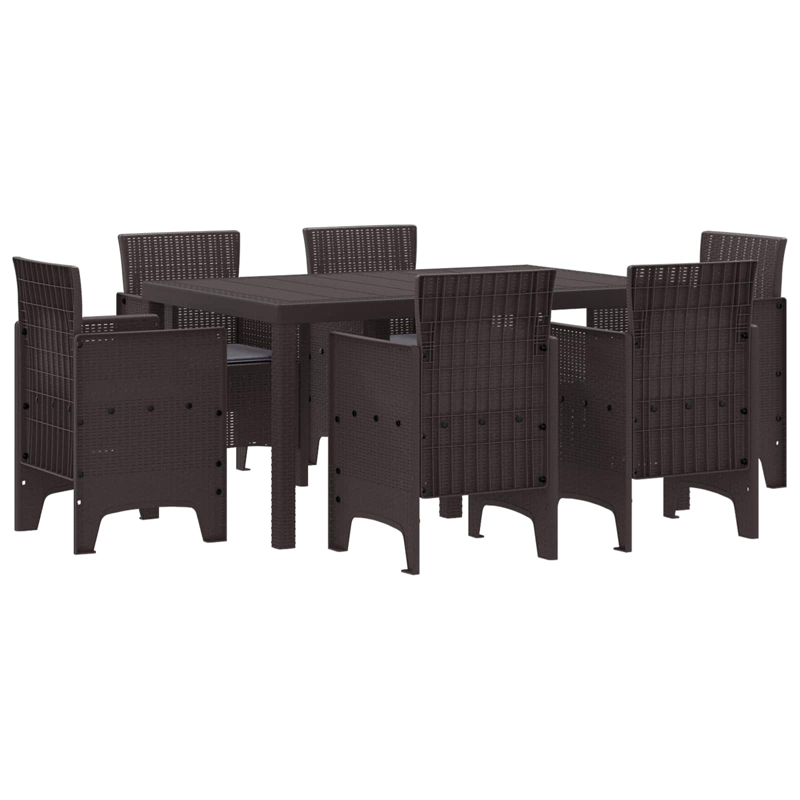 vidaXL Zestaw do jadalni w ogrodzie 7 pcs Brązowy Rattan Polt