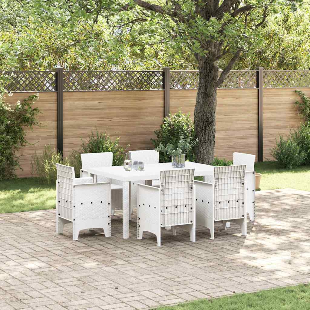 vidaXL Zestaw do jadalni w ogrodzie 7 pcs Biały Rattan Polt
