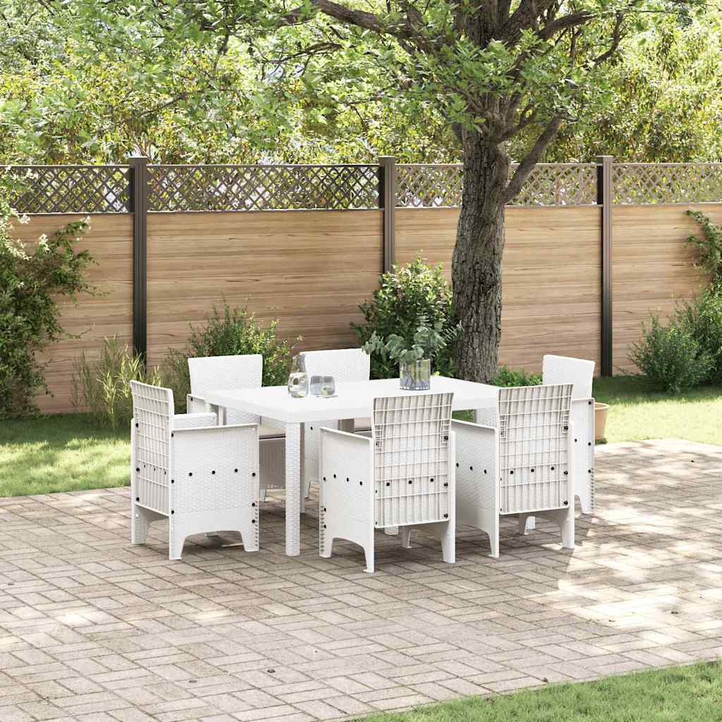 vidaXL Zestaw do jadalni w ogrodzie 7 pcs Biały Rattan Polt