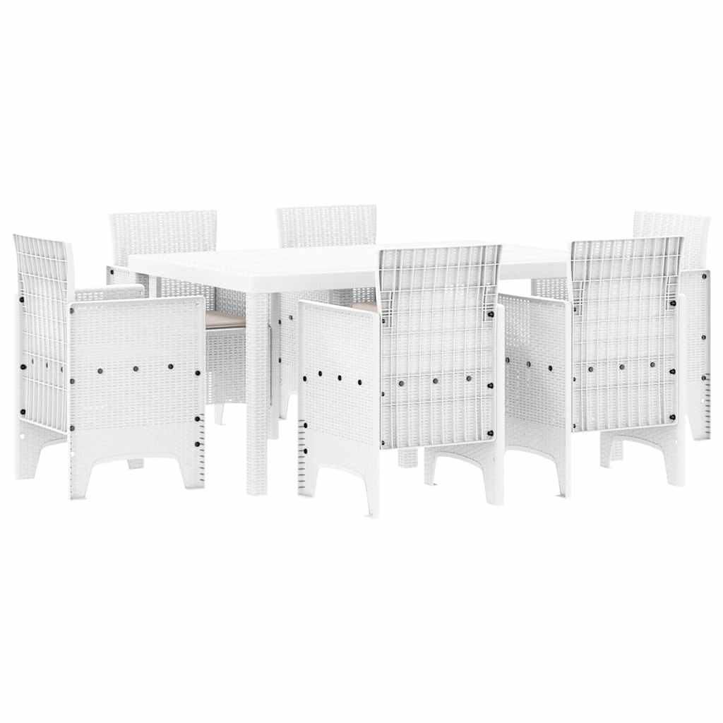 vidaXL Zestaw do jadalni w ogrodzie 7 pcs Biały Rattan Polt