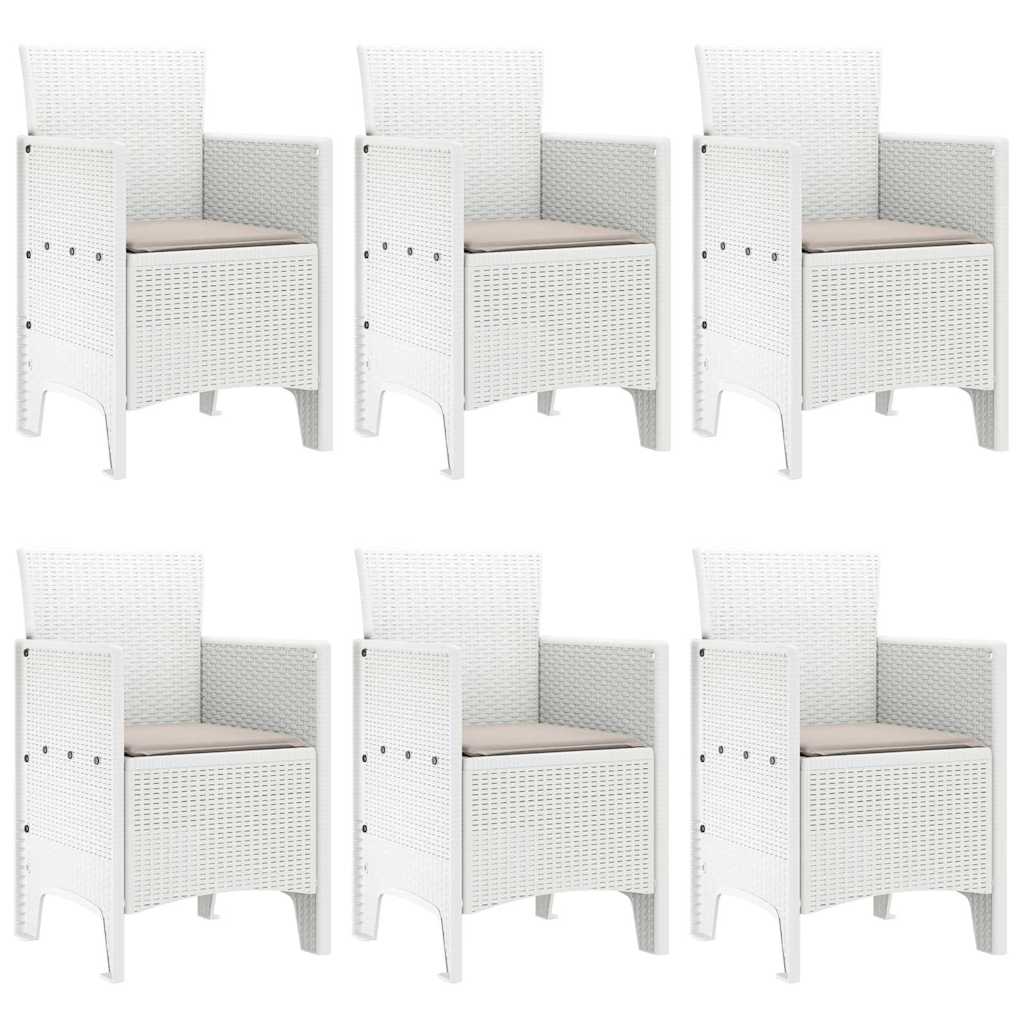 vidaXL Zestaw do jadalni w ogrodzie 7 pcs Biały Rattan Polt