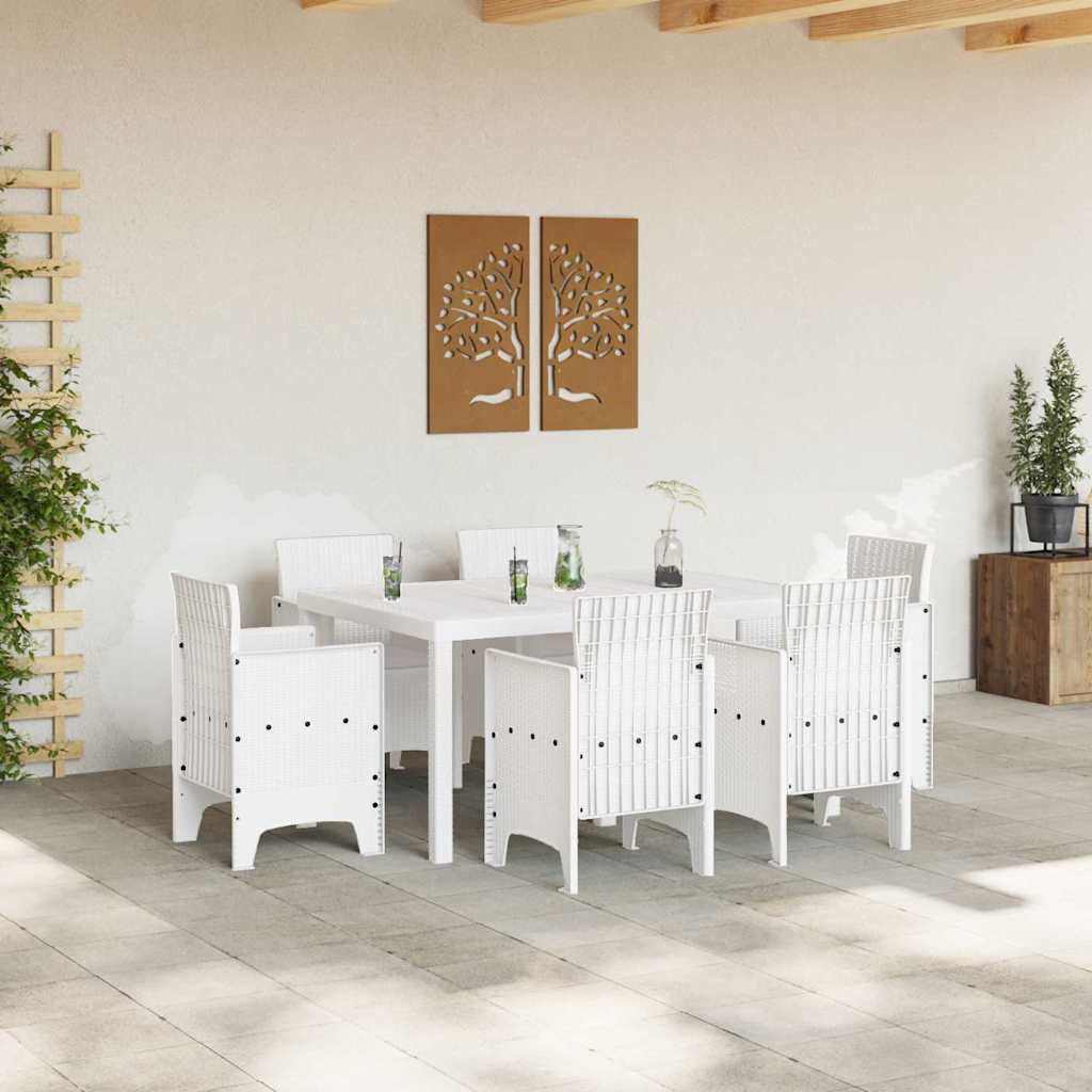 vidaXL Zestaw do jadalni w ogrodzie 7 pcs Biały Rattan Polt