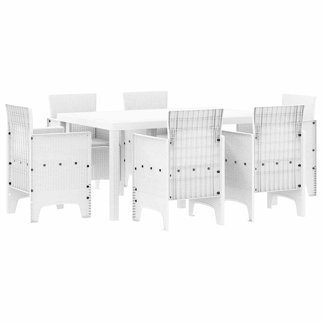 vidaXL Zestaw do jadalni w ogrodzie 7 pcs Biały Rattan Polt