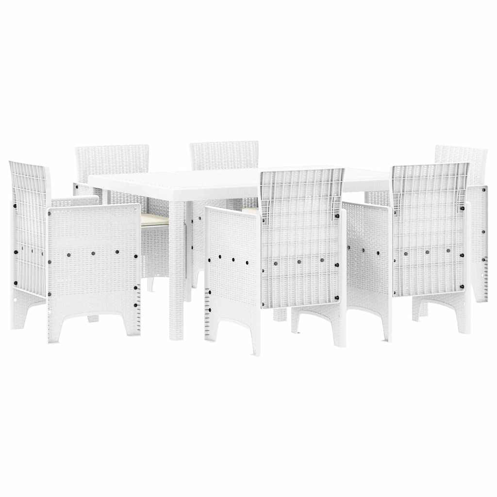 vidaXL Zestaw do jadalni w ogrodzie 7 pcs Biały Rattan Polt