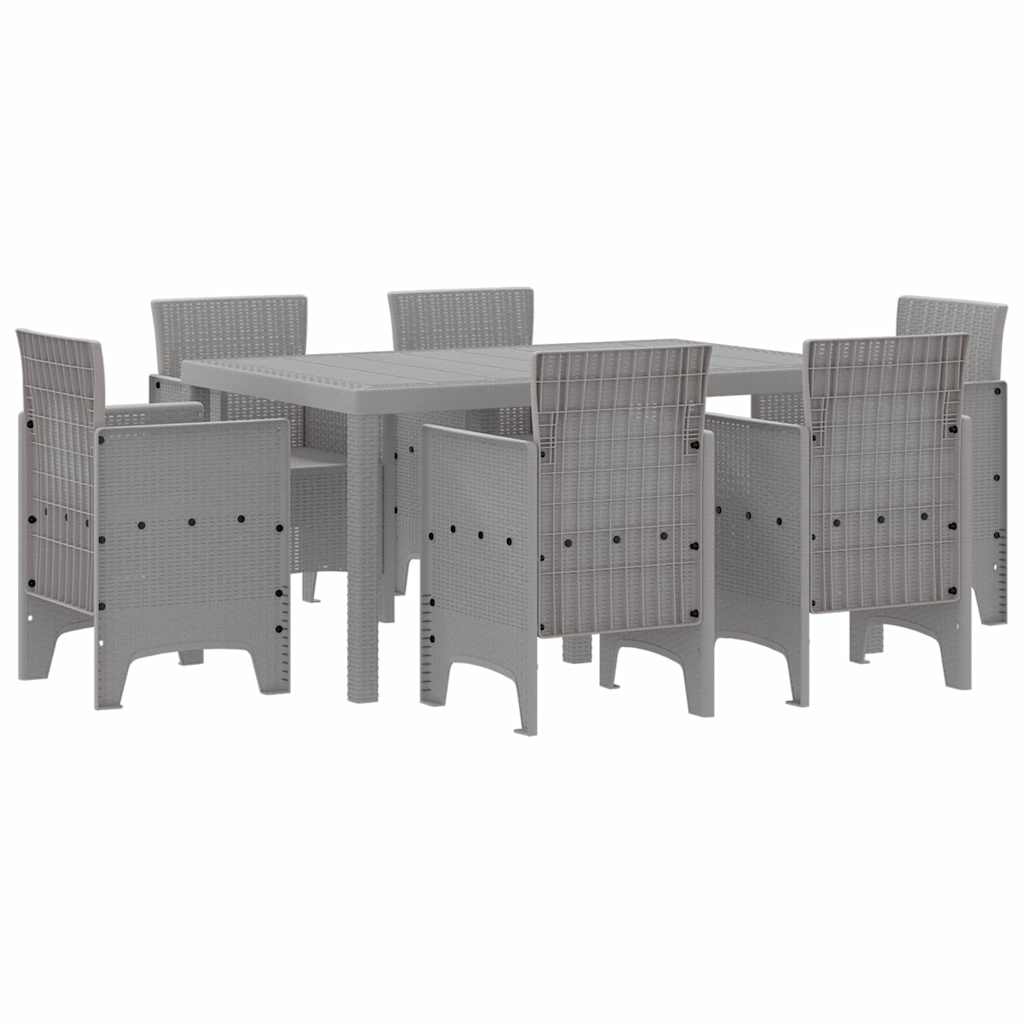 vidaXL Zestaw do jadalni w ogrodzie 7 szt. Jasnoszary Rattan Polt