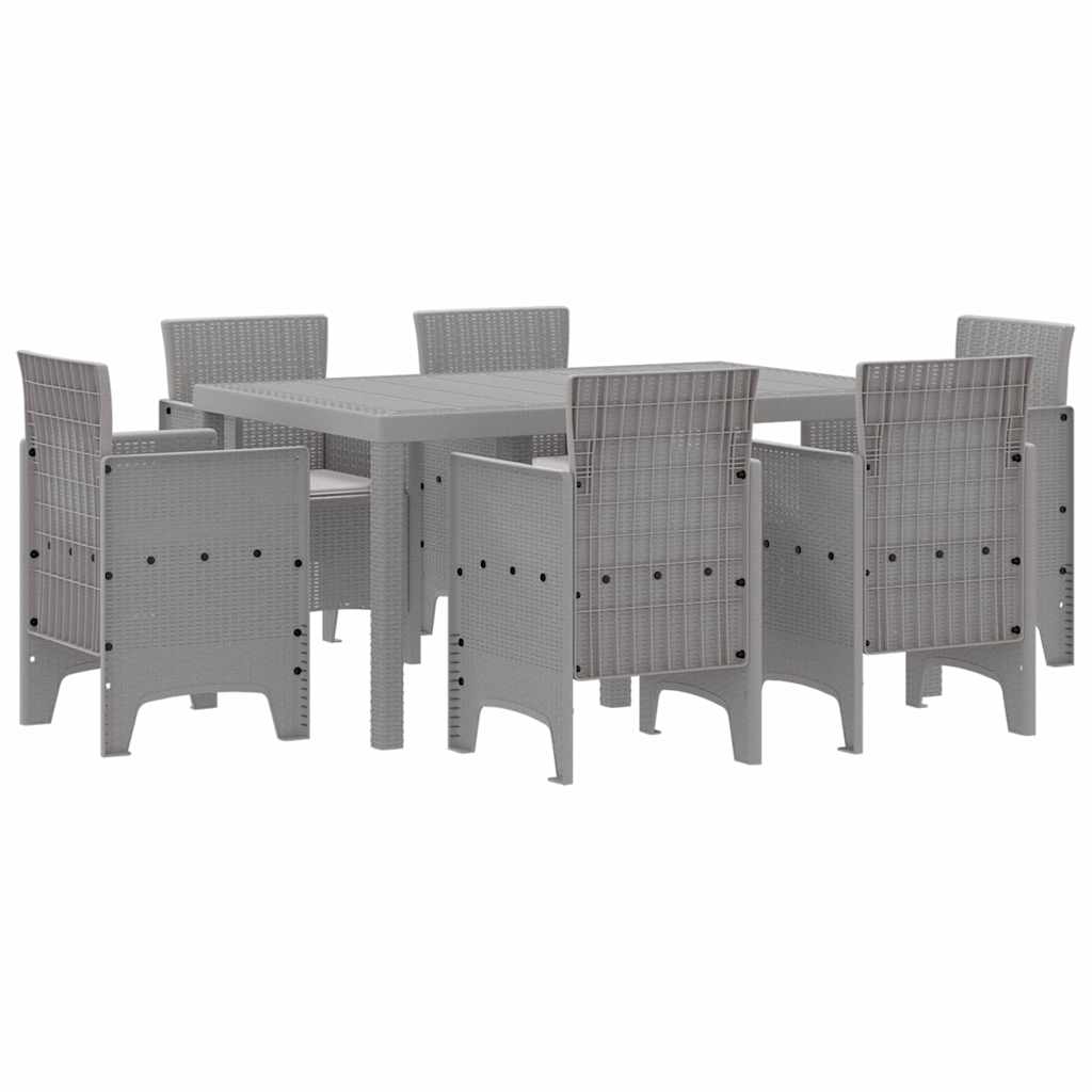 vidaXL Zestaw do jadalni w ogrodzie 7 szt. Jasnoszary Rattan Polt