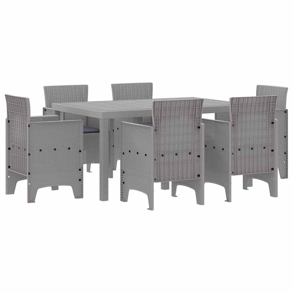 vidaXL Zestaw do jadalni w ogrodzie 7 szt. Jasnoszary Rattan Polt