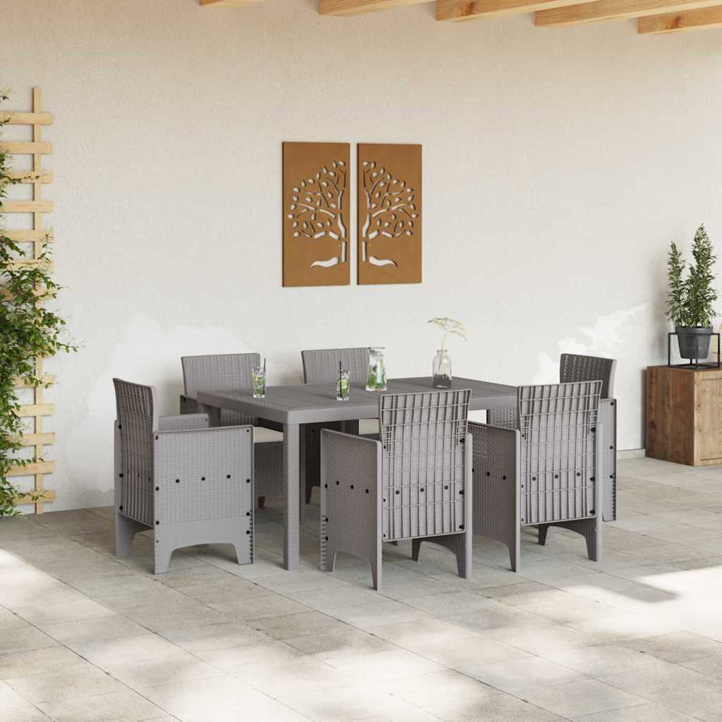 vidaXL Zestaw do jadalni w ogrodzie 7 szt. Jasnoszary Rattan Polt